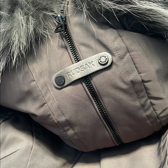 RUDSAK Women's Gray Leather and fur lined Parka coat - Picture 8 of 17